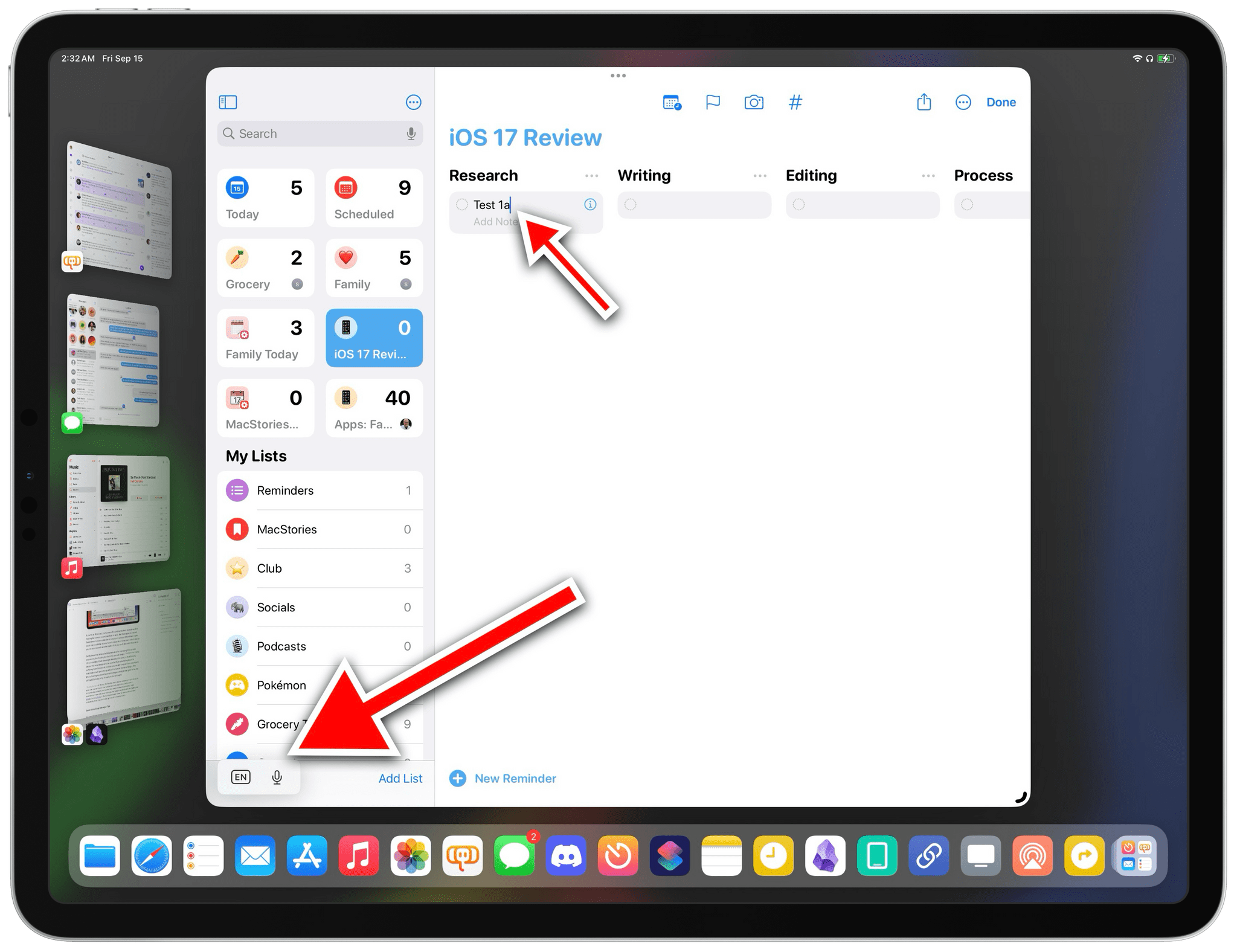 Here's a "fun" one: every single time I start typing a reminder, I see the floating keyboard element. In theory, as soon as I enter a date and time, the button should transform into a suggestion for a due date.