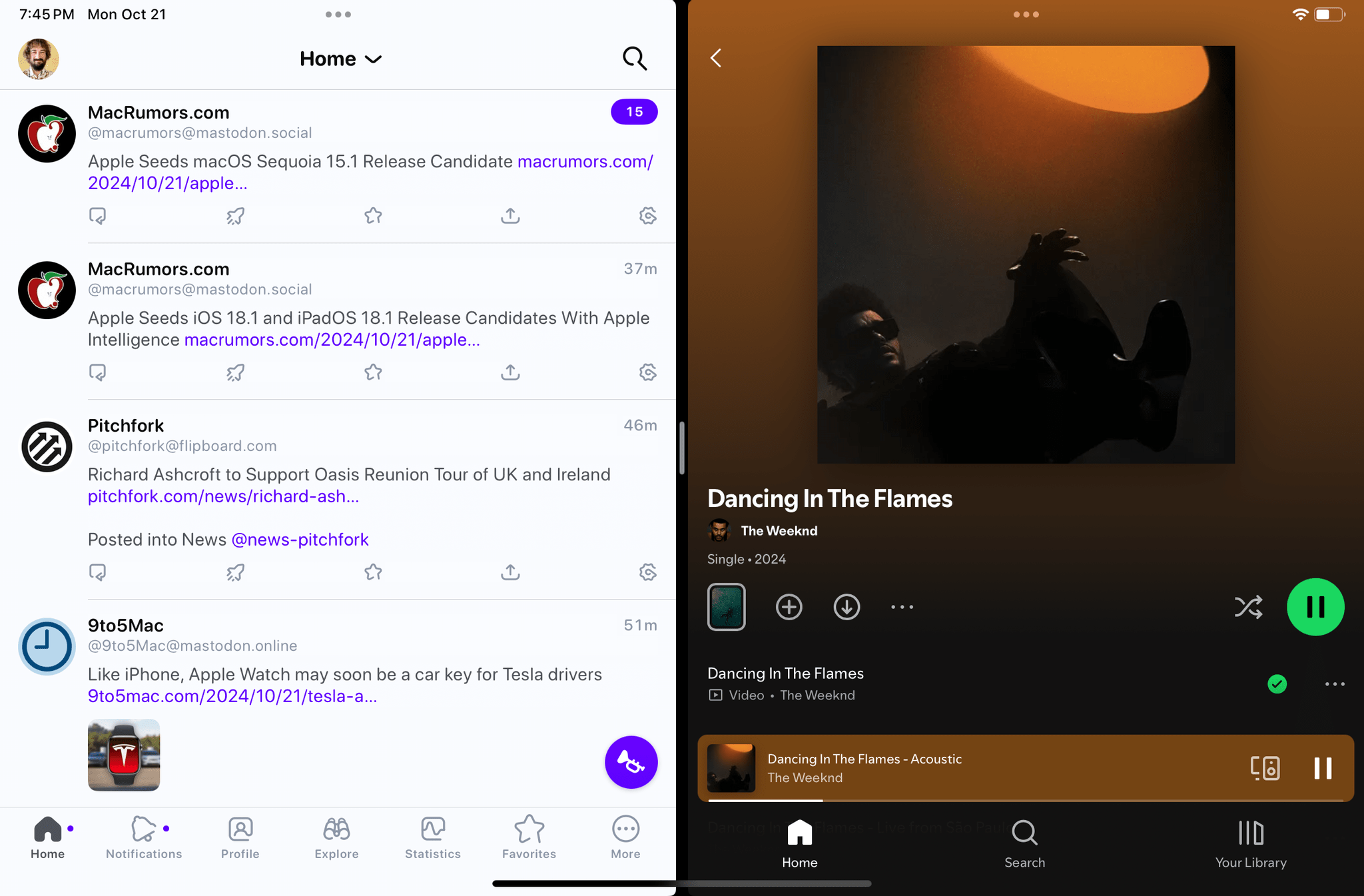 Split View on the iPad mini. The Ivory + Spotify combo is something I do almost every day when I'm done working.