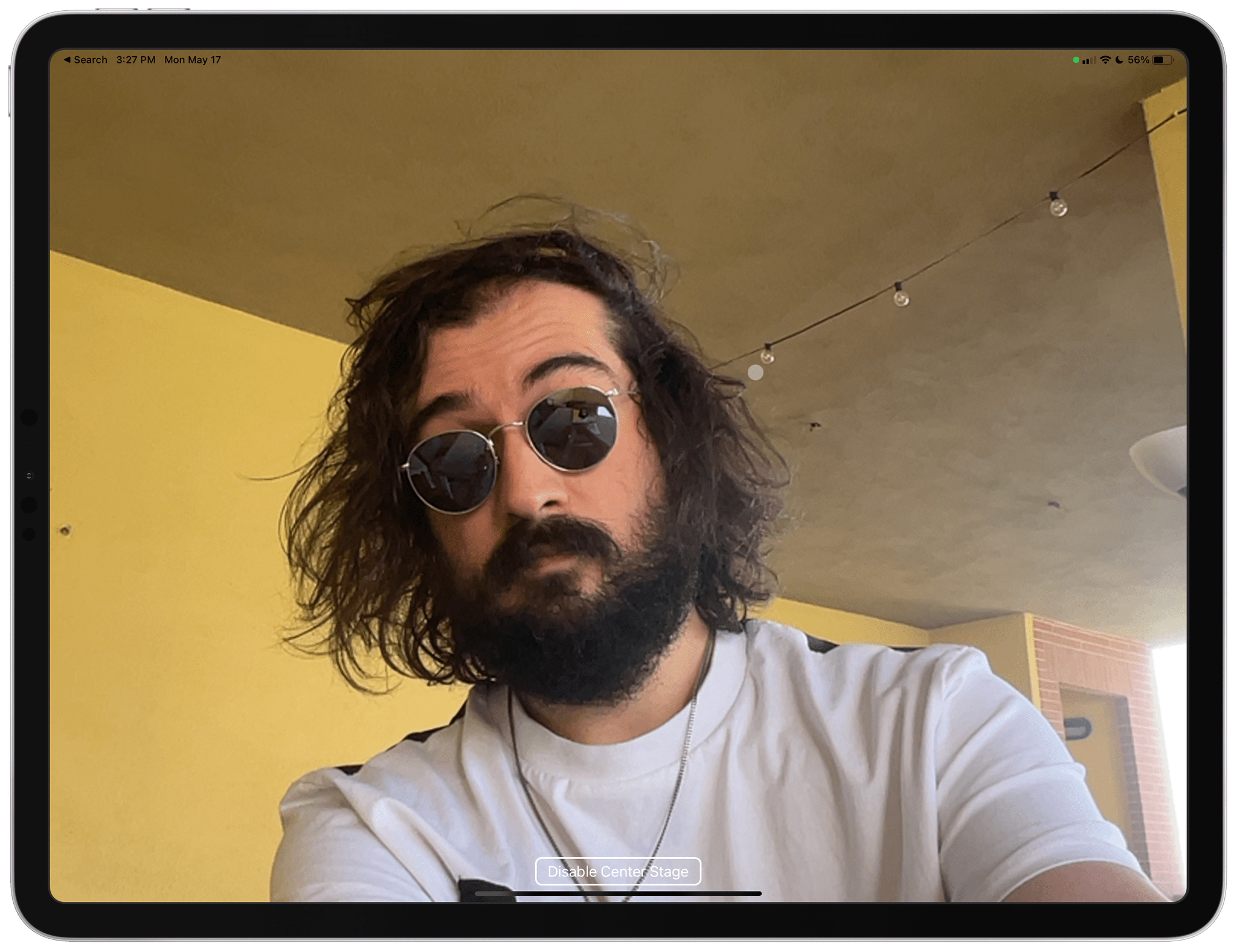 When Center Stage is enabled, you can see how the image gets cropped to put my face front and center.